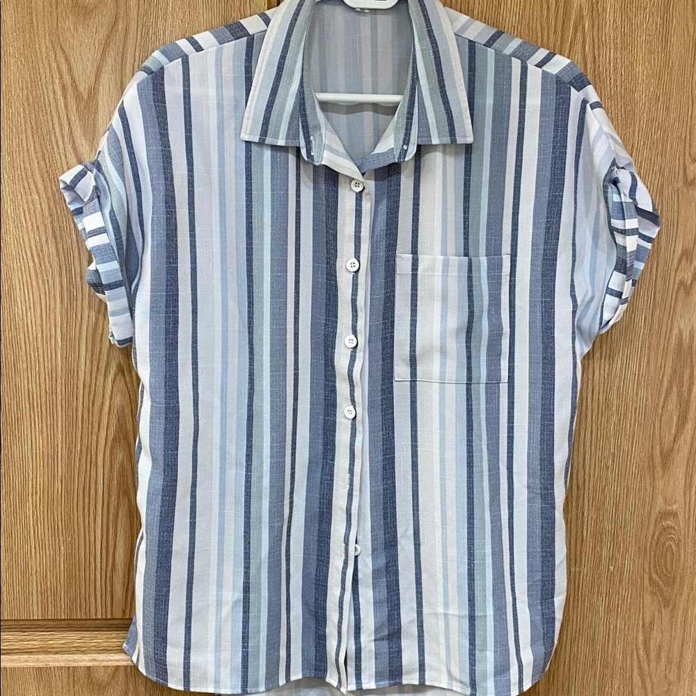 Short Sleeve Button Down Blouse